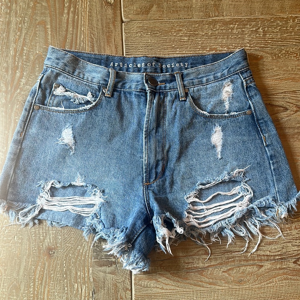 Articles Of Society Los Angeles denim distressed shorts